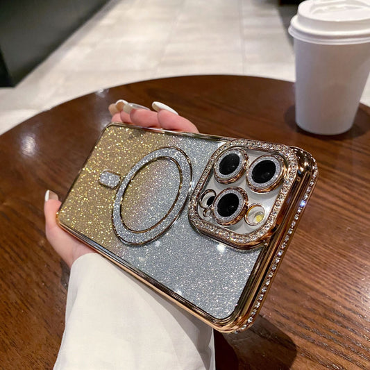 New Bling Bling Bling Glitter Lens Protector Magsafe Phone Case for iPhone