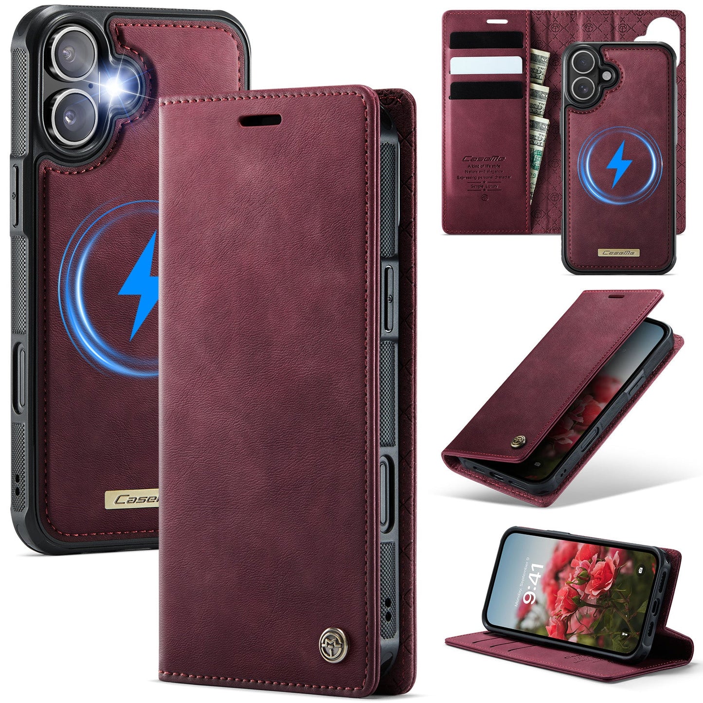 New 2-in-1 Detachable RFID Blocking Card Holder Leather Phone Case for iPhone 16 Plus