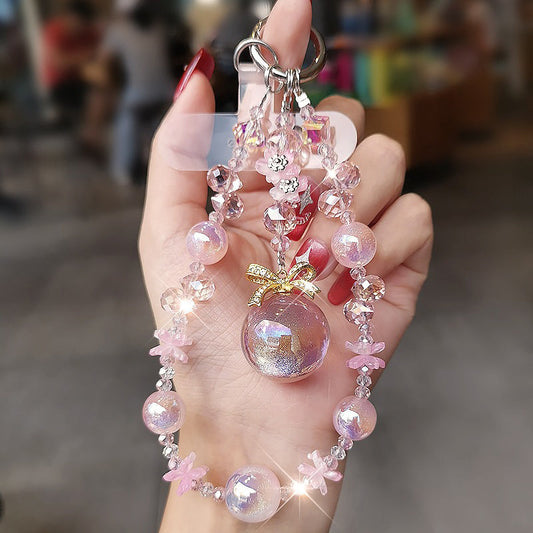 New Bling Crystal Flowers Charm Keychain Phone Lanyard