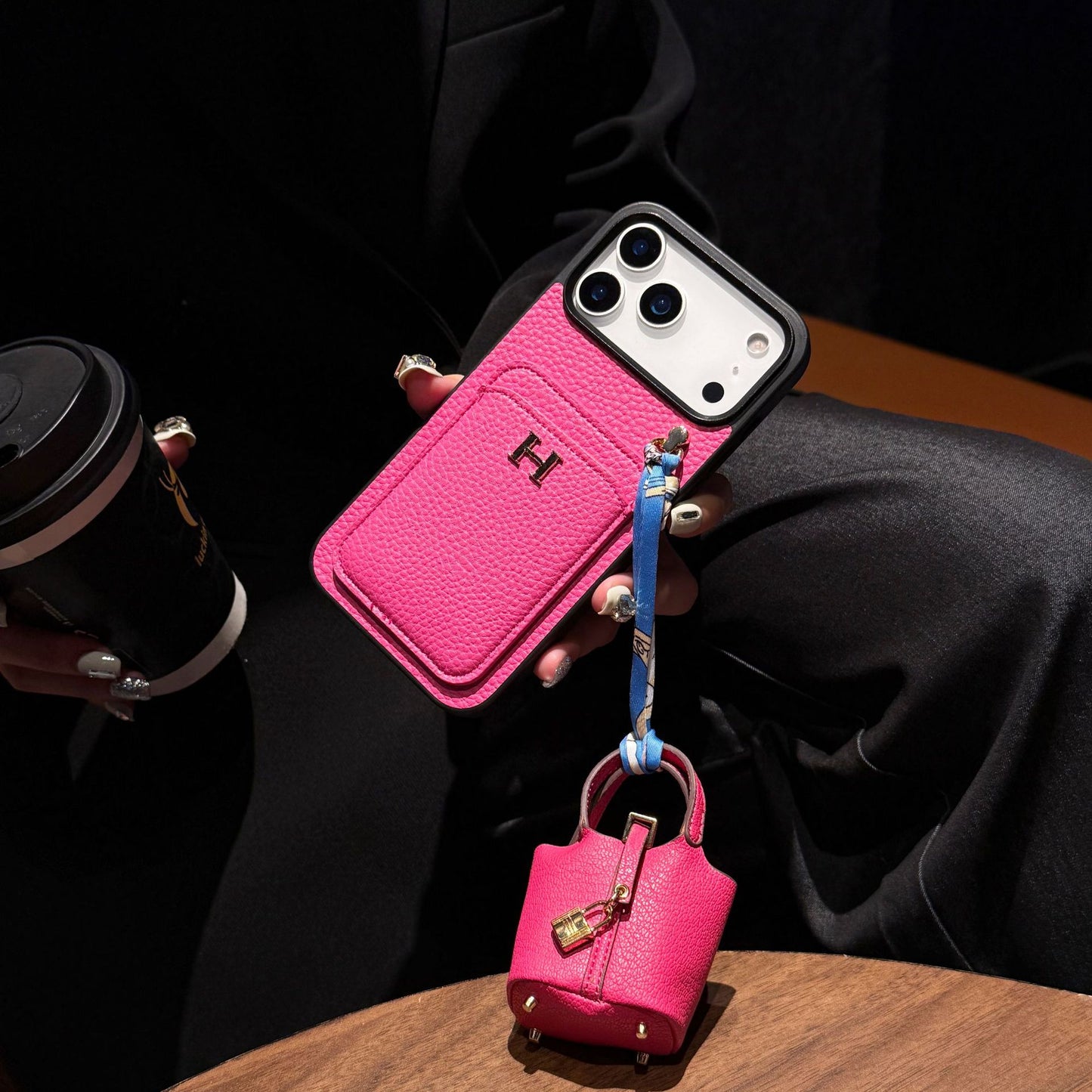 New Card Holder Leather Phone Case with Earphone Case for iPhone