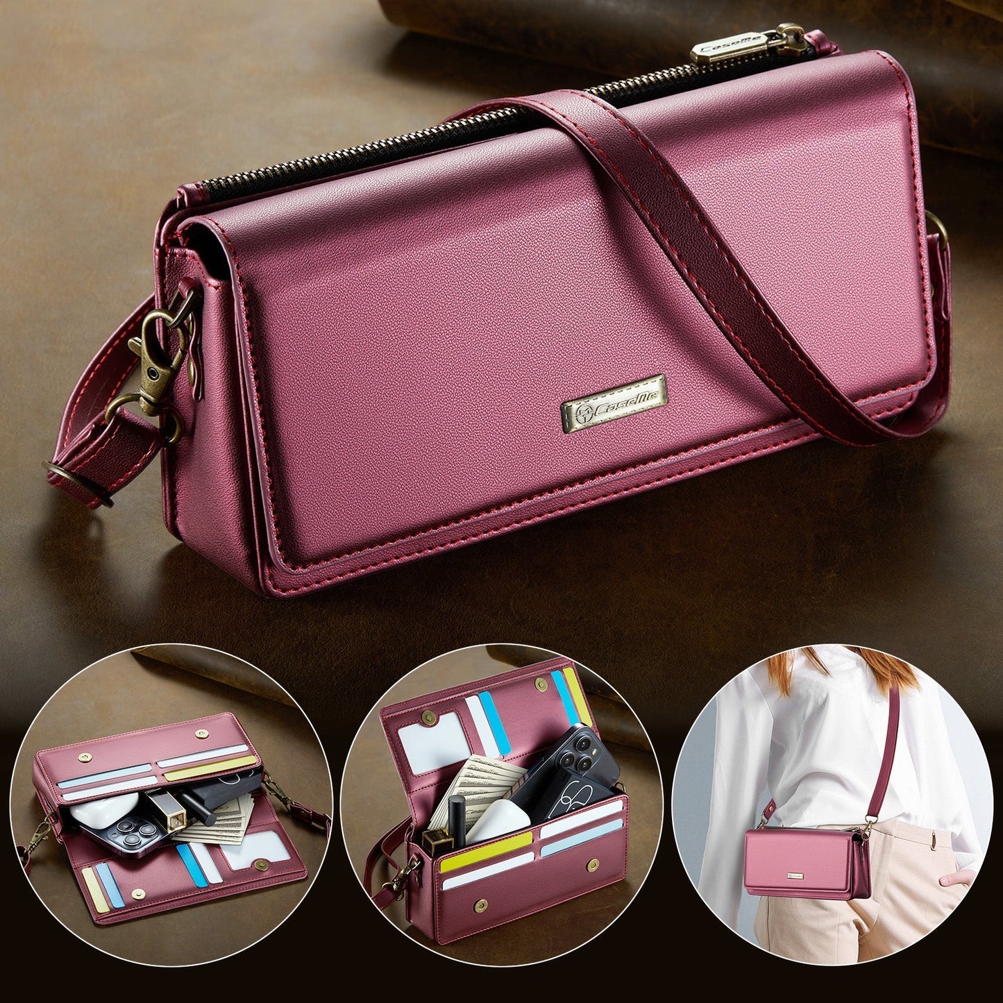 New Women's 3 in 1 RFID Blocking Crossbody Handbags Zipper Wallet Phone Bag