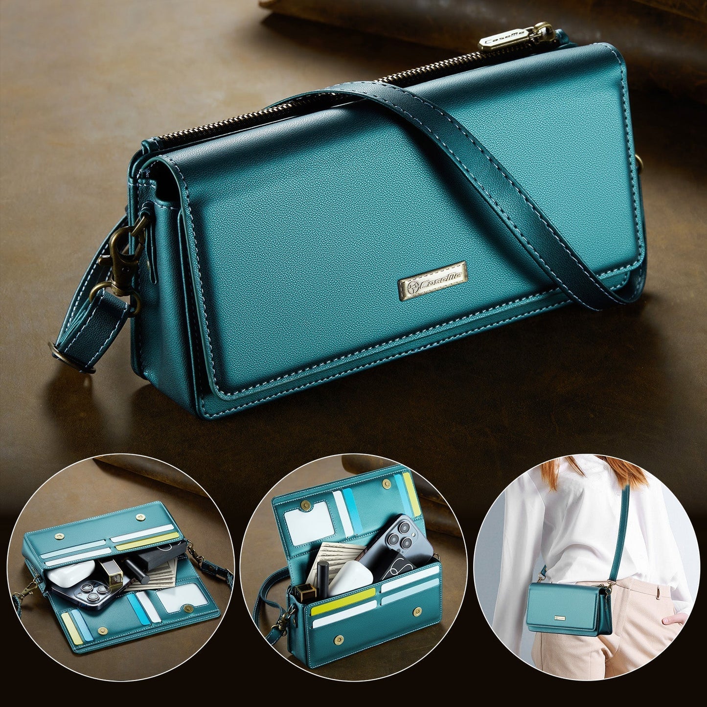 New Women's 3 in 1 RFID Blocking Crossbody Handbags Zipper Wallet Phone Bag