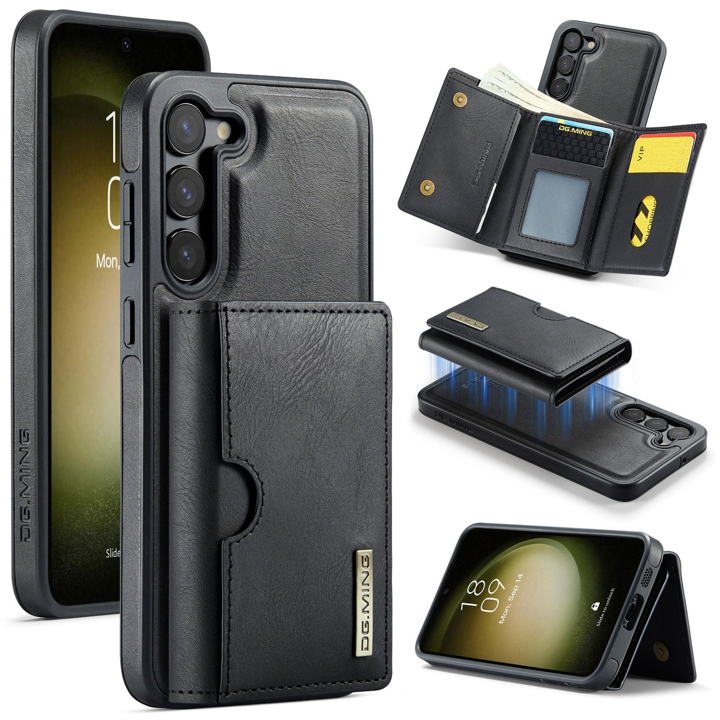 New 2-IN-1 RFID Blocking Wallet Card Holder Leather Phone Case for Samsung