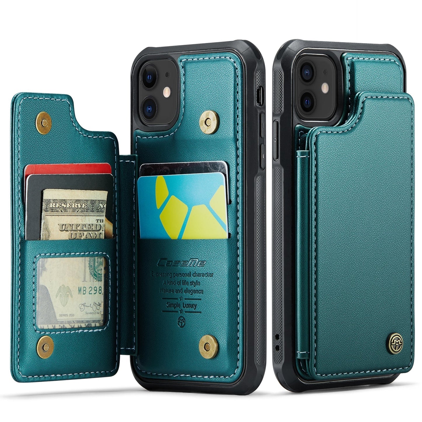 New RFID Blocking Card Holder Leather Phone Case for iPhone