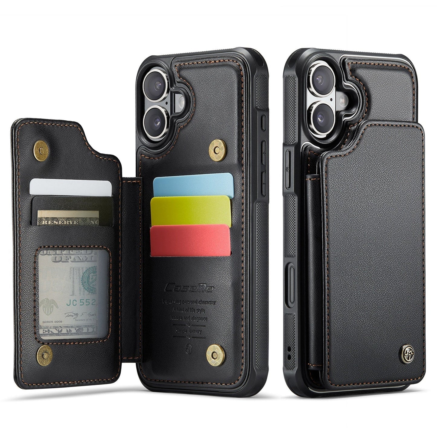 New RFID Blocking Card Holder Leather Phone Case for iPhone