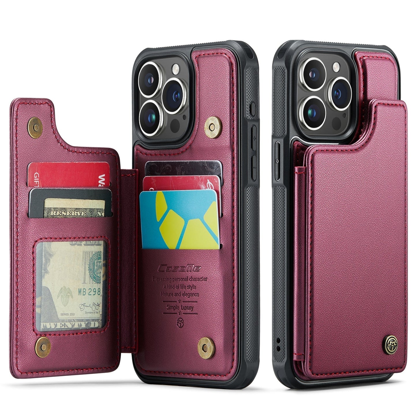 New RFID Blocking Card Holder Leather Phone Case for iPhone