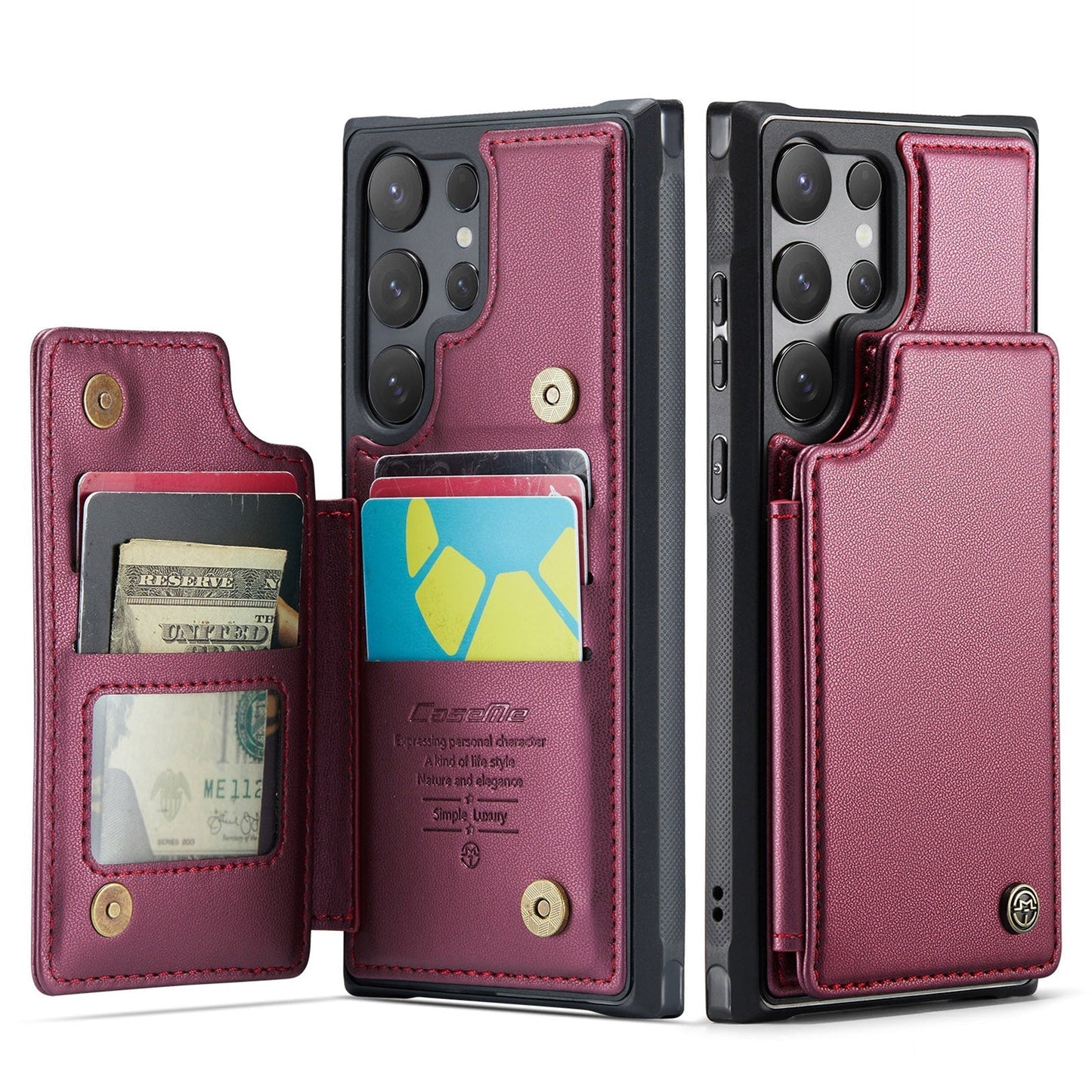 New RFID Blocking Card Holder Leather Phone Case for Samsung