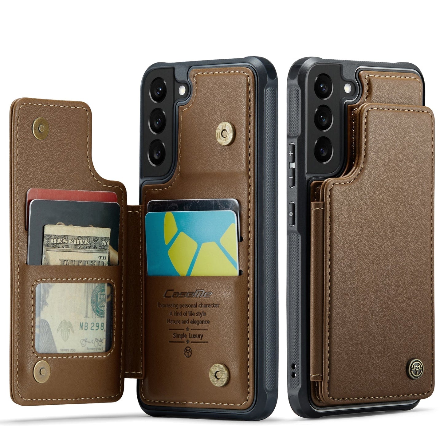 New RFID Blocking Card Holder Leather Phone Case for Samsung