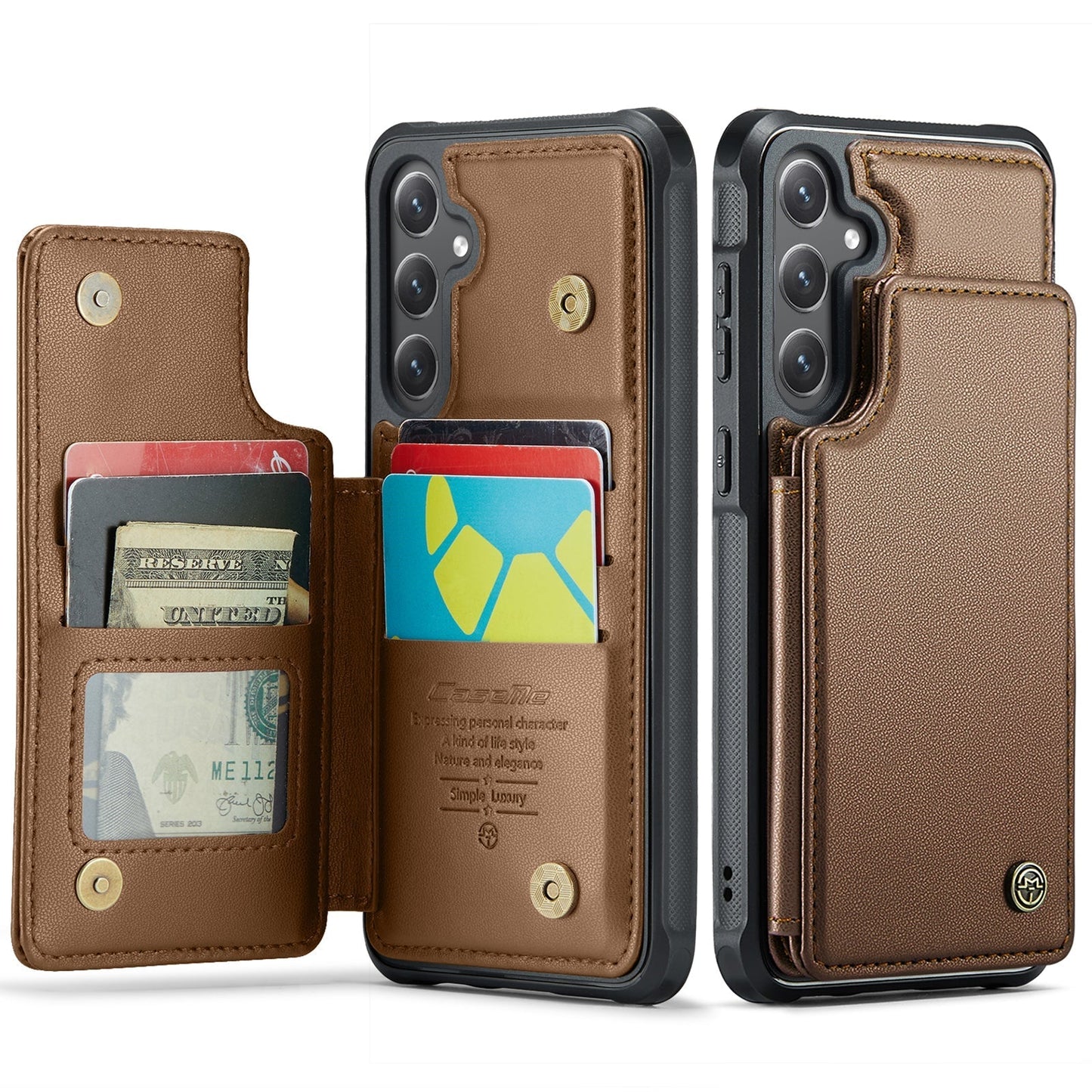 New RFID Blocking Card Holder Leather Phone Case for Samsung