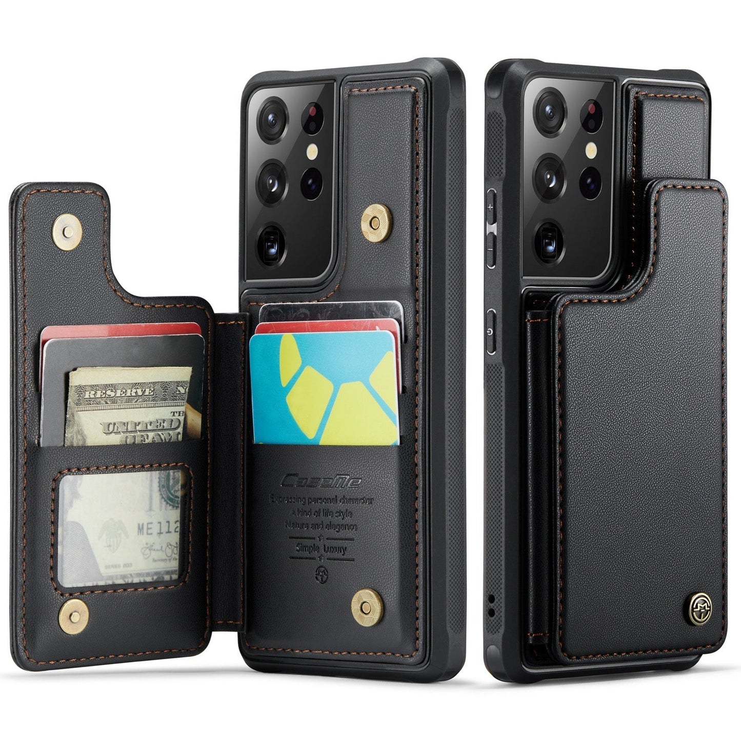 New RFID Blocking Card Holder Leather Phone Case for Samsung