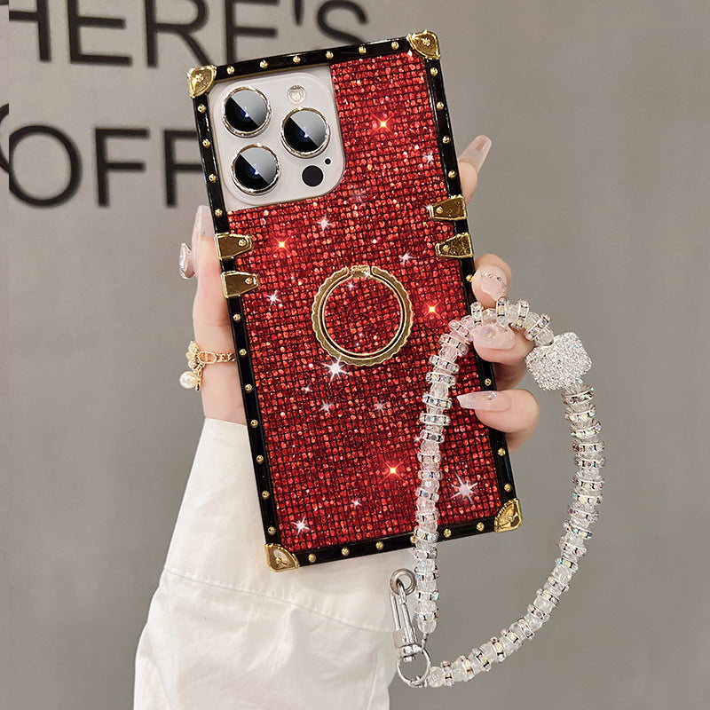New Bling Glitter Bracket Phone Case With Lanyard for iPhone