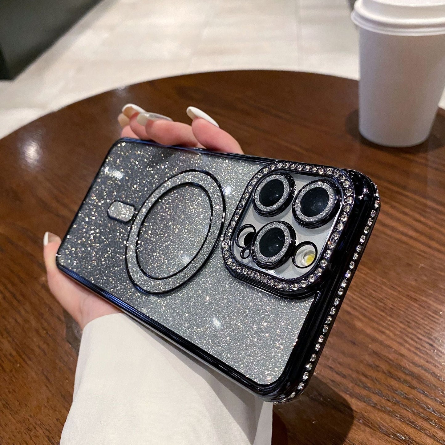 New Bling Bling Bling Glitter Lens Protector Magsafe Phone Case for iPhone