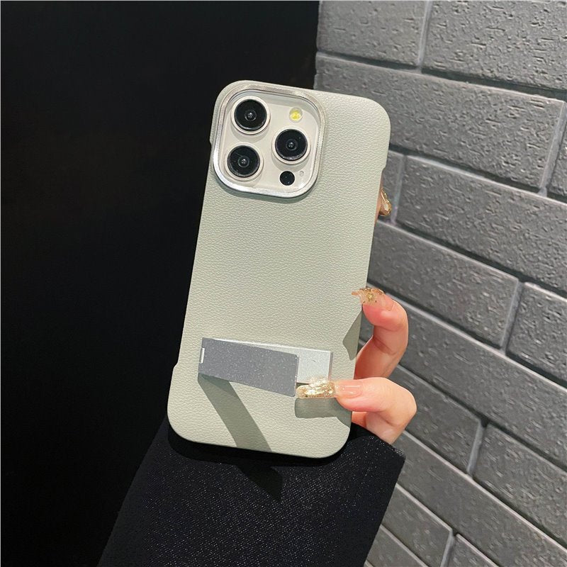 New Borderless Bracket Leather Phone Case for iPhone