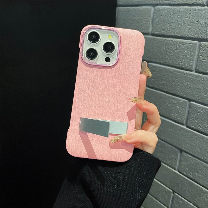 New Borderless Bracket Leather Phone Case for iPhone