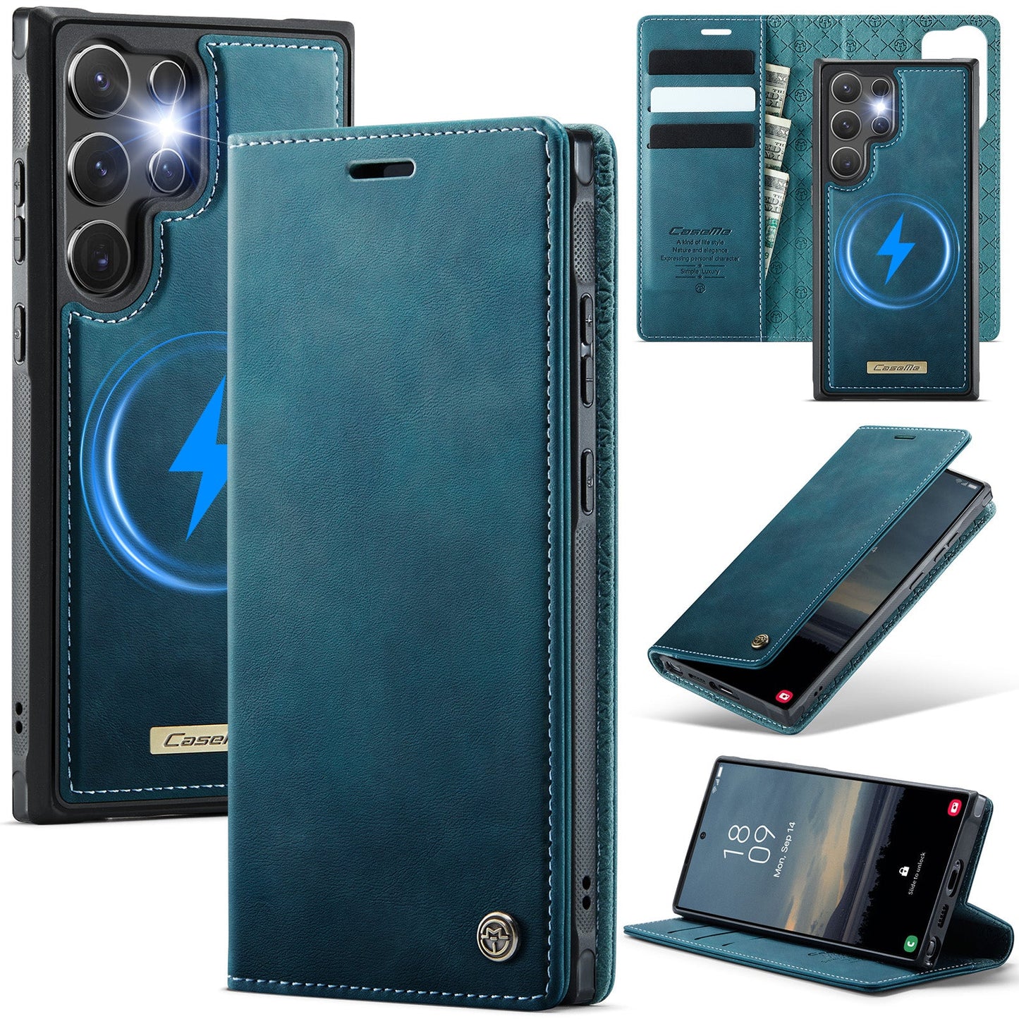 New 2-in-1 Detachable RFID Blocking Card Holder Leather Phone Case for Samsung Galaxy S23 Ultra