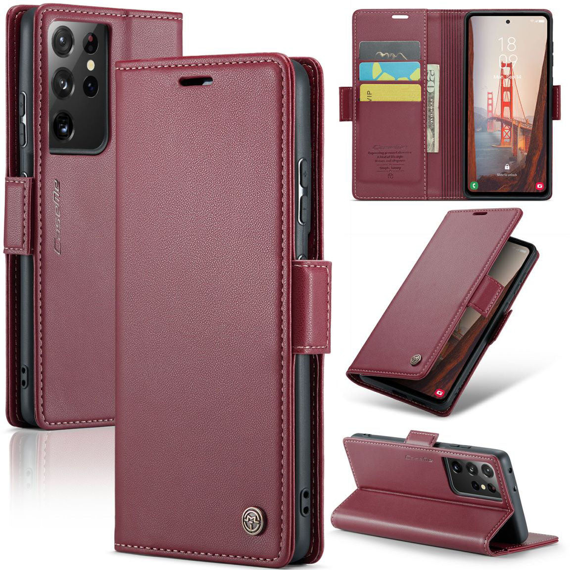 New RFID Blocking Card Holder Wireless Charging Phone Case for Samsung