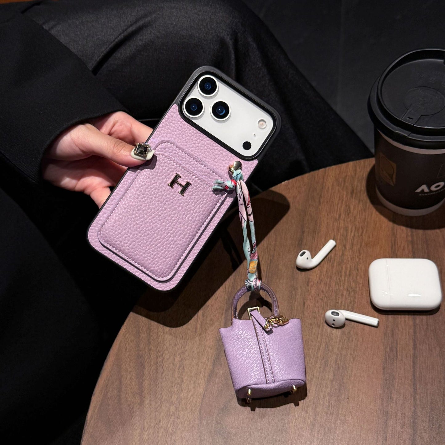 New Card Holder Leather Phone Case with Earphone Case for iPhone 17 Pro Max