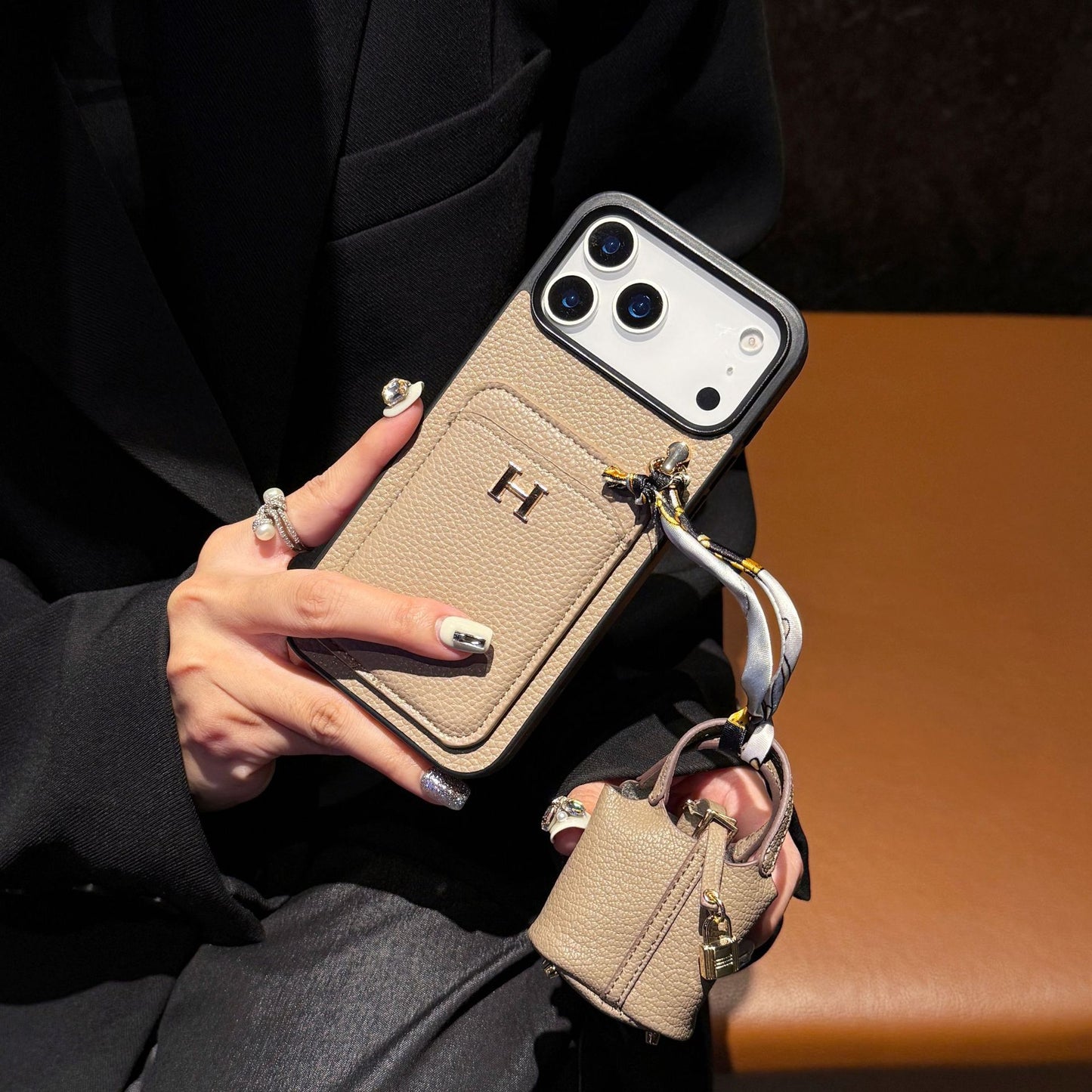 New Card Holder Leather Phone Case with Earphone Case for iPhone 17 Pro Max